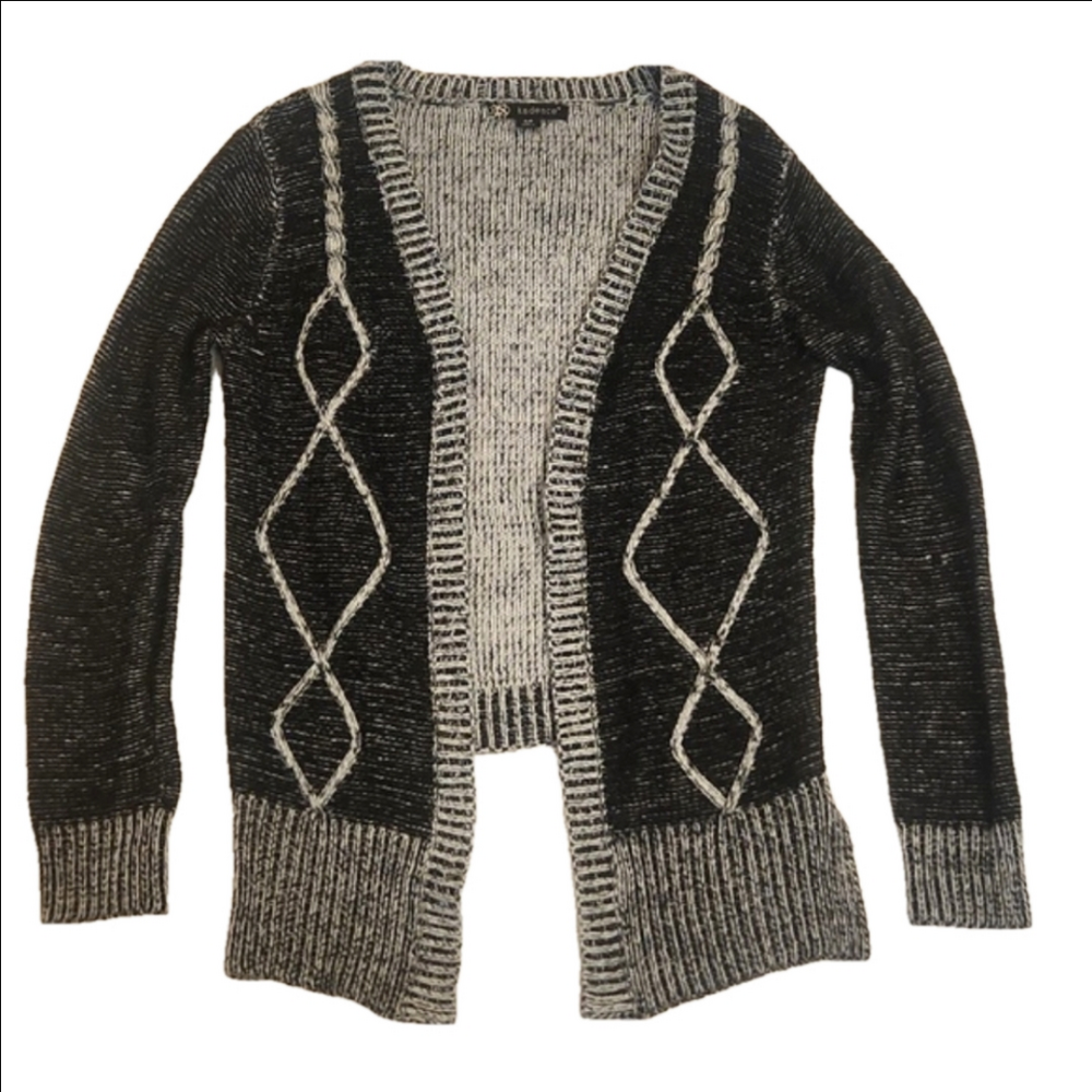 Womens kadence black & white open cardigan size S.